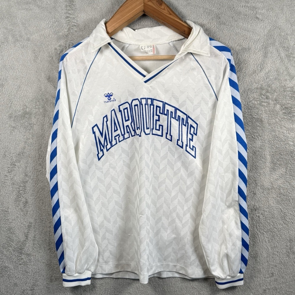 Hummel Soccer Jersey Mens XL Blue Marquette L/S Vintage 90s Collegiate #16